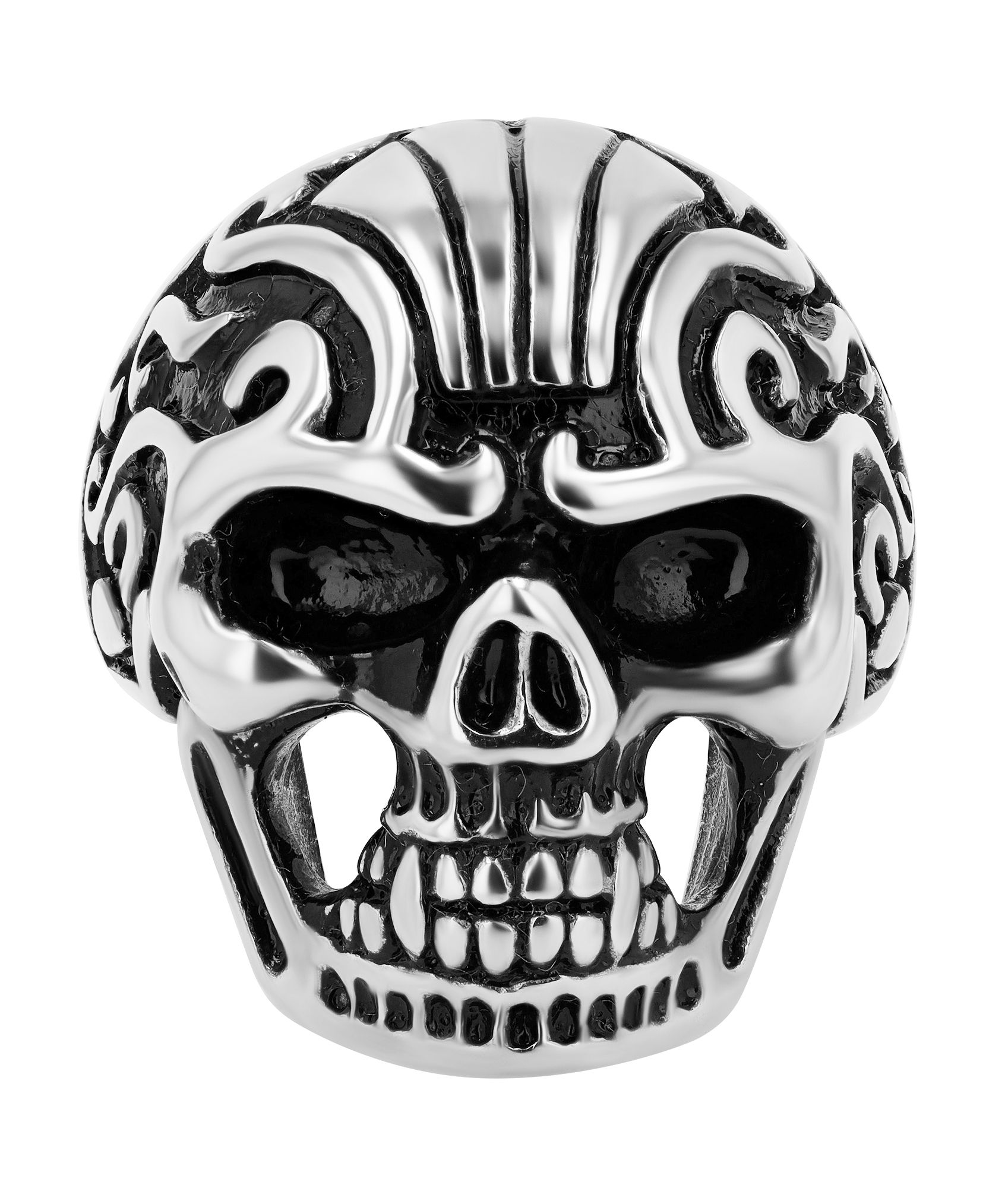 Akzent Herrenring "Skullstorm", Edelstahl, Totenkopf, Gr. 65