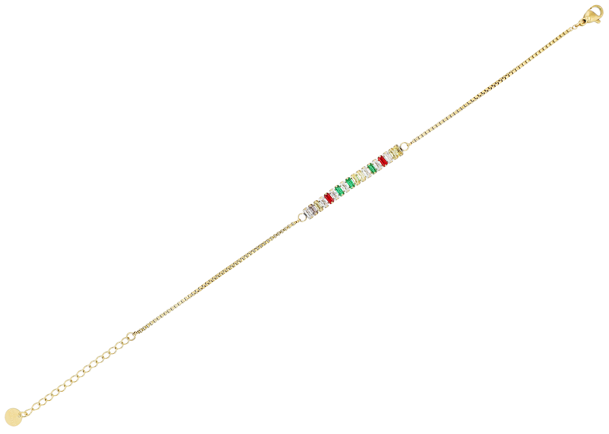 "Dahlia" Fußkette mit buntem Besatz, Edelstahl, 21 + 5 cm, goldfarben