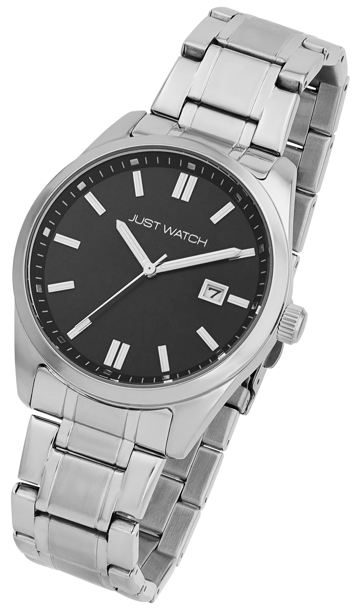 JUST WATCH Herrenuhr "Theo" mit Edelstahlband, Ø 42 mm, silberfarben/schwarz, 5ATM