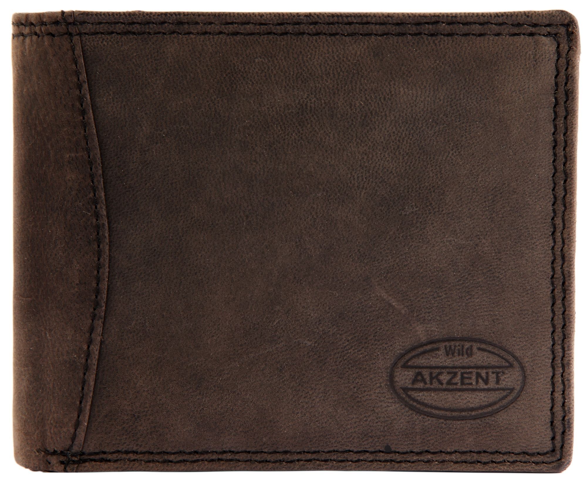 Akzent Herren Geldbörse aus Echtleder in schwarz. Format 12 x 10 cm.