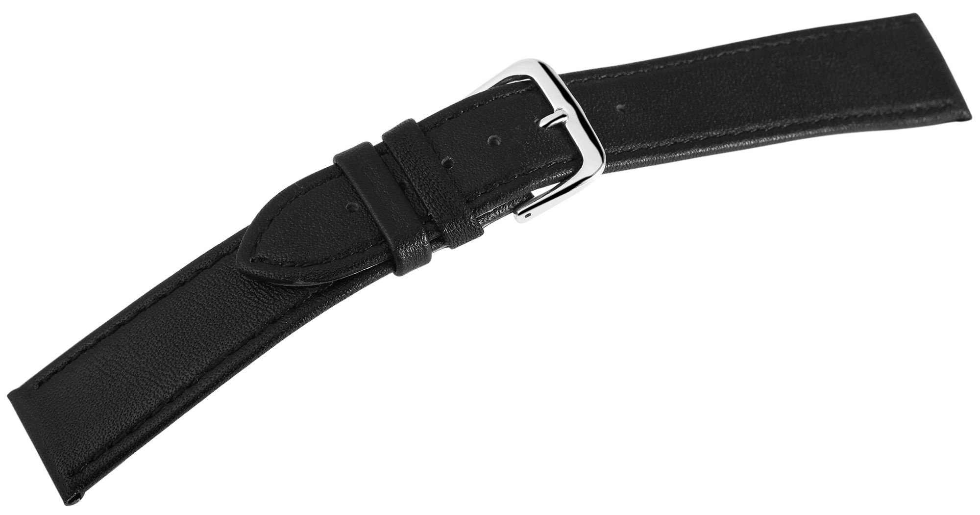 12er Set Echtleder-Uhrenarmband in schwarz, 18 mm
