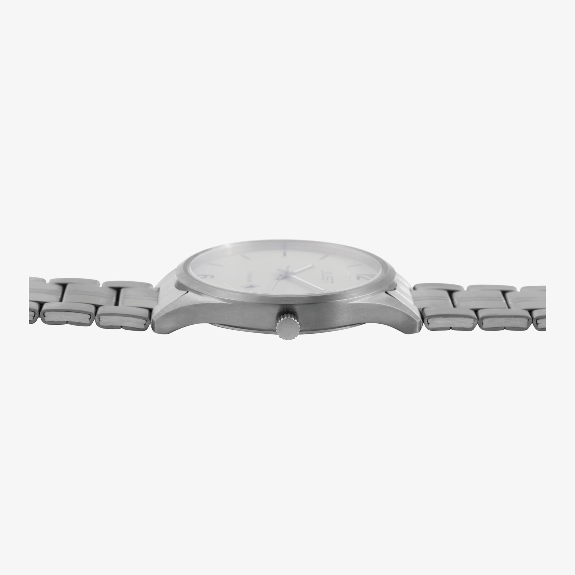 Just Herrenuhr mit Gliederarmband, Titan, 5 ATM, graues ZB