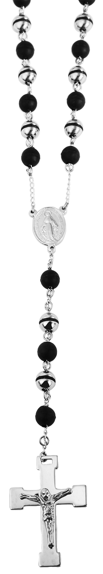 Akzent Edelstahl  Rosenkranzkette, Länge: 80 cm / Stärke: 8 mm