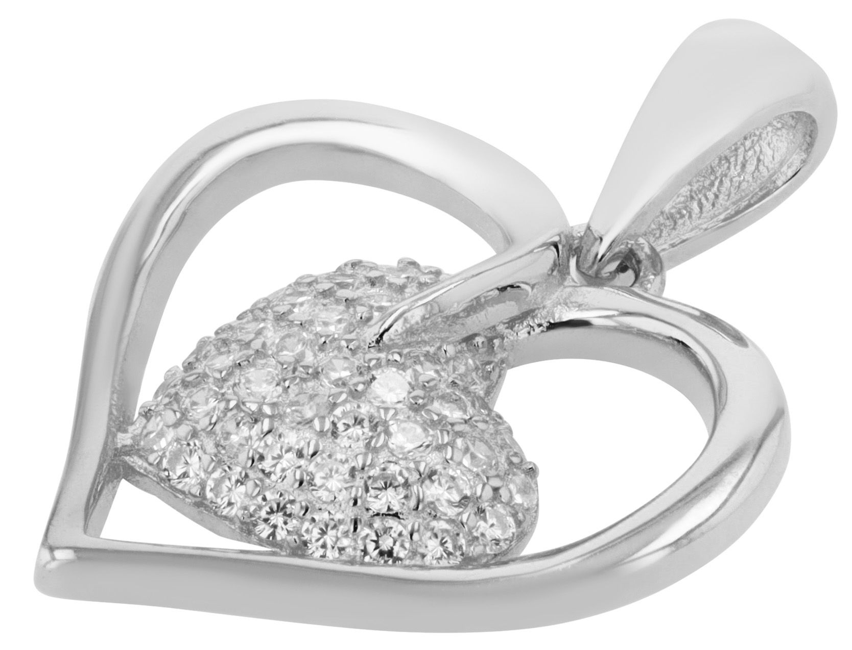 925/- Echt Silber Anhänger Herz "Weston" mit Zirkonia, vergoldet oder rhodiniert
