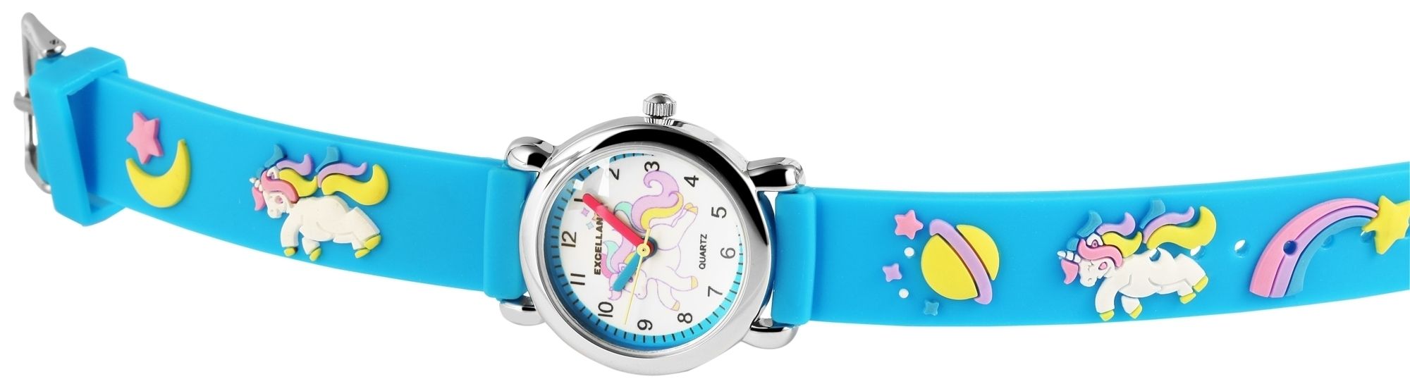 Excellanc Kinderarmbanduhr, Silikonarmband, silberfarben/blau