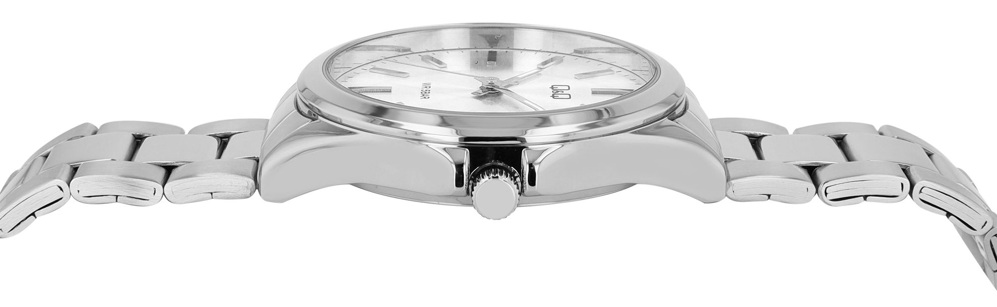 Q&Q Herrenuhr mit Gliederarmband, Edelstahl, 5 ATM, Datumsanzeige, silberfarben