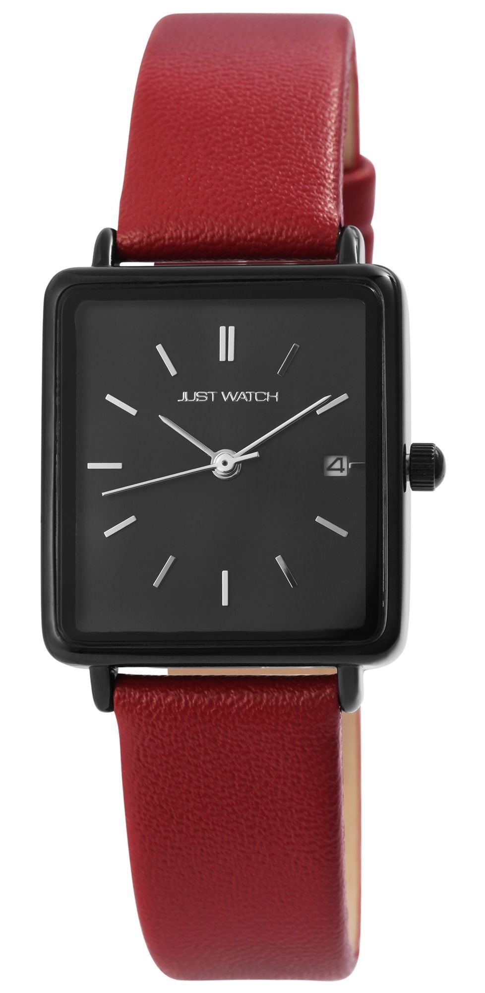 Just Watch Damenuhr mit Echtlederarmband, rot