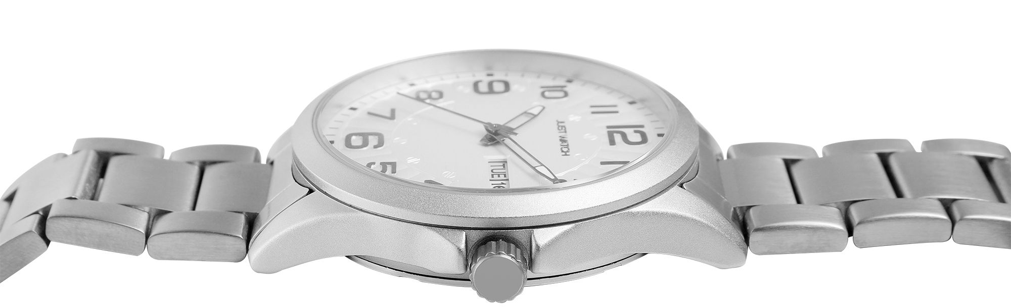 Just Watch Herrenuhr, Edelstahlband, silberfarben/weiß
