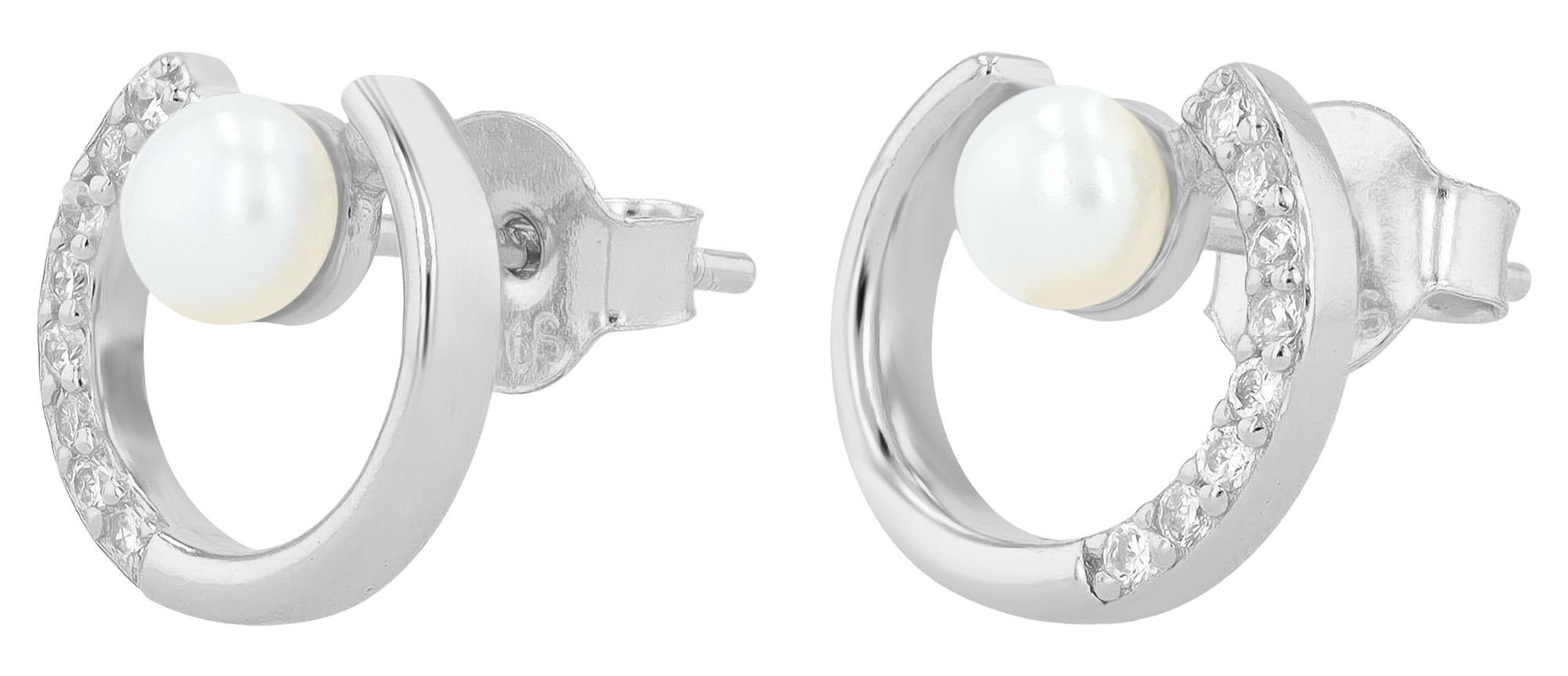 "Nicki" 925/- Echt Silber Ohrstecker silberfarben rhodiniert echte Süßwasserperle