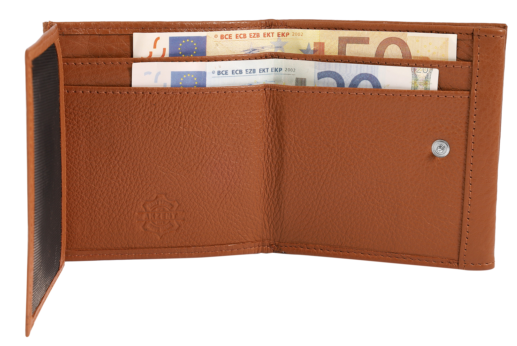 Akzent Echtleder (Nappa) Herren Geldbörse "Wiener Schachtel", RFID, braun (tan)