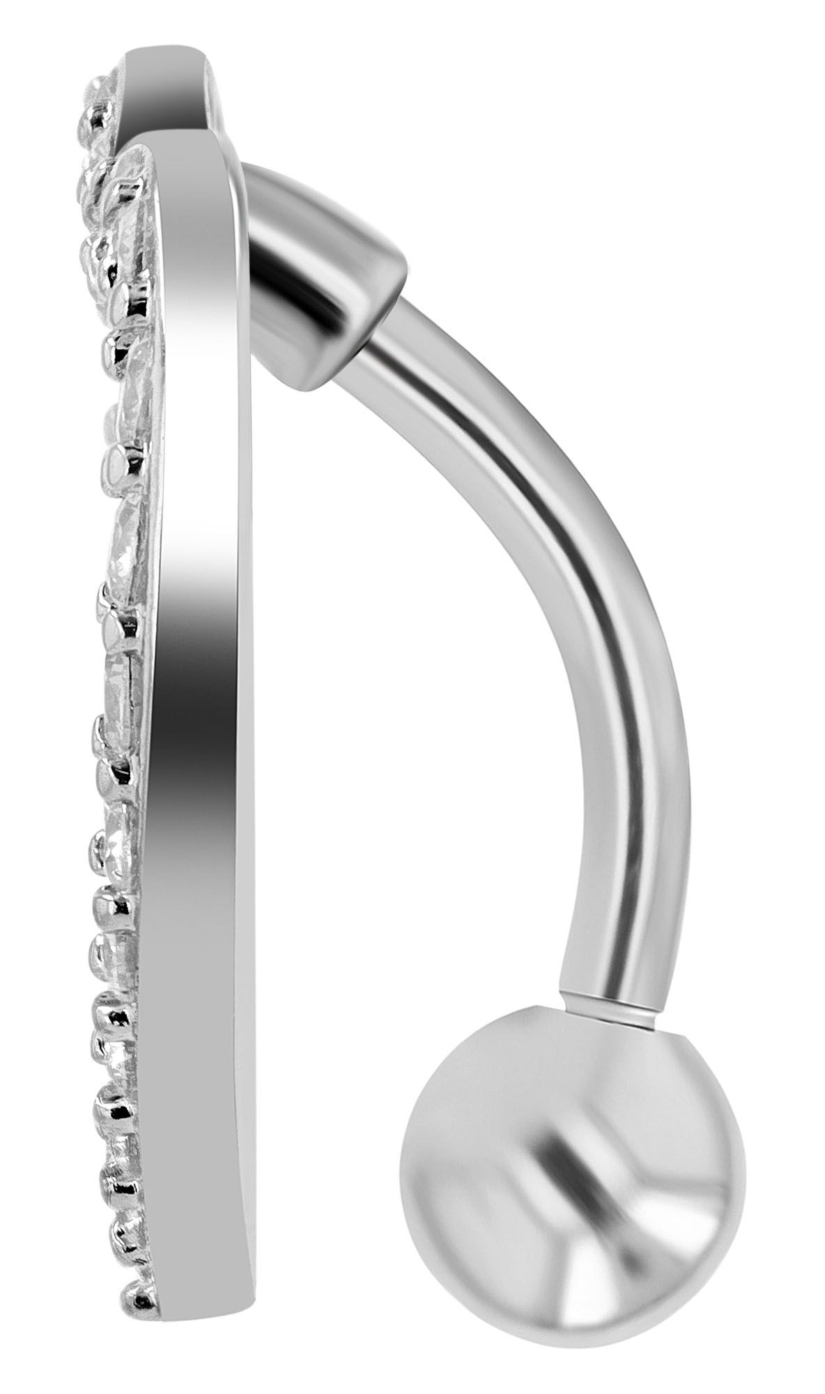 "Elvi" 316L Edelstahl-Messing Bauchnabelpiercing, Herz, Stabstärke 1,6 mm/ Länge 11 mm