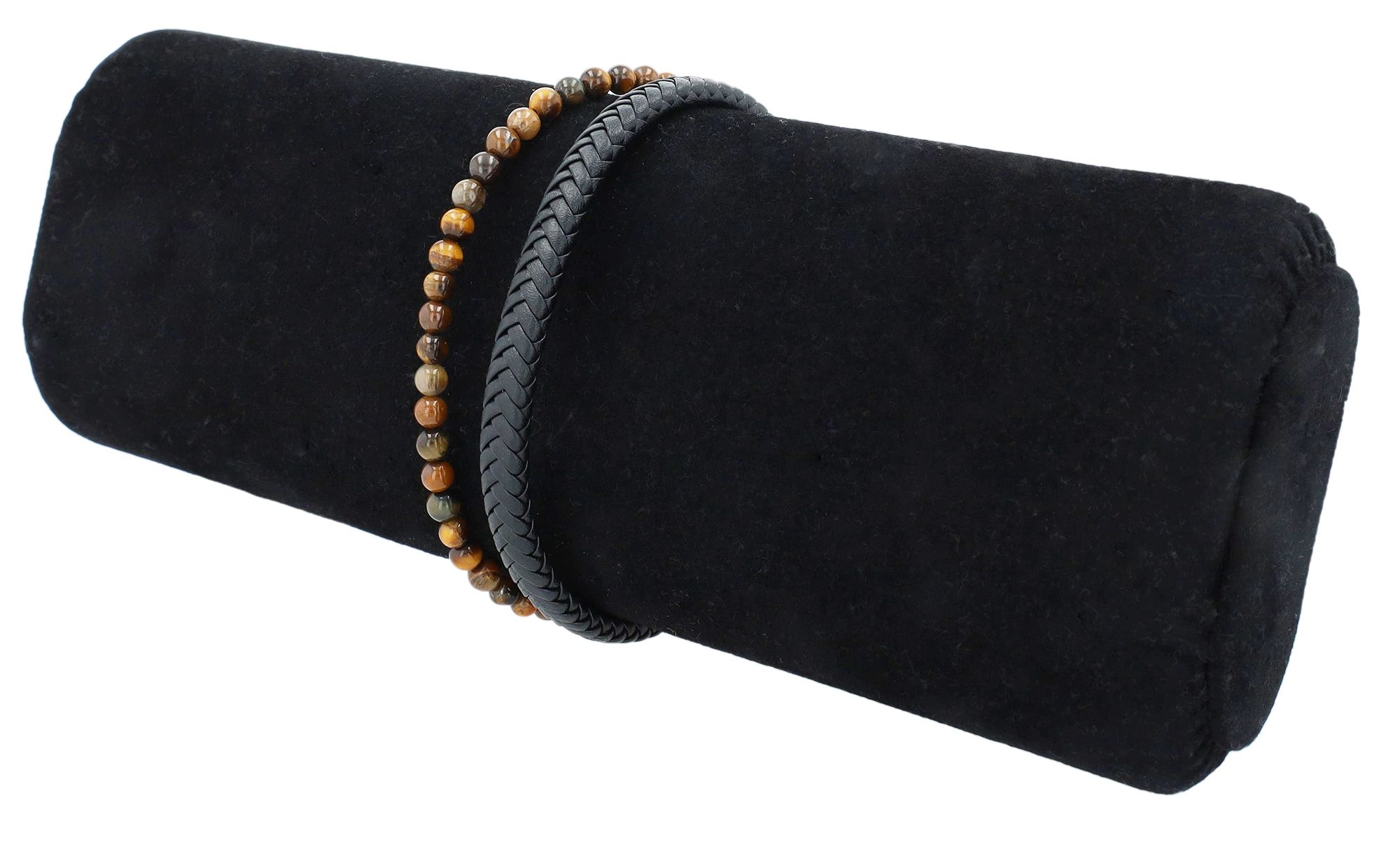 Akzent Echt Leder Armband "Arlo" mit braunen Tigerauge mit Magnetverschluss