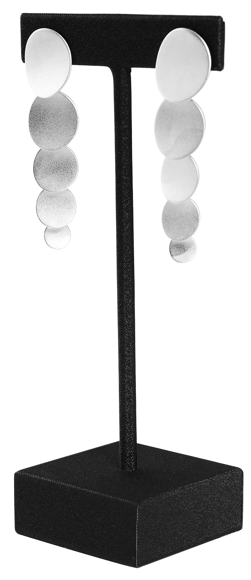 Aufsteller für Ohrringe/ Ohrhänger/ Creolen (Dekoserie Soft), PU-bezogen, 12,5 cm, schwarz