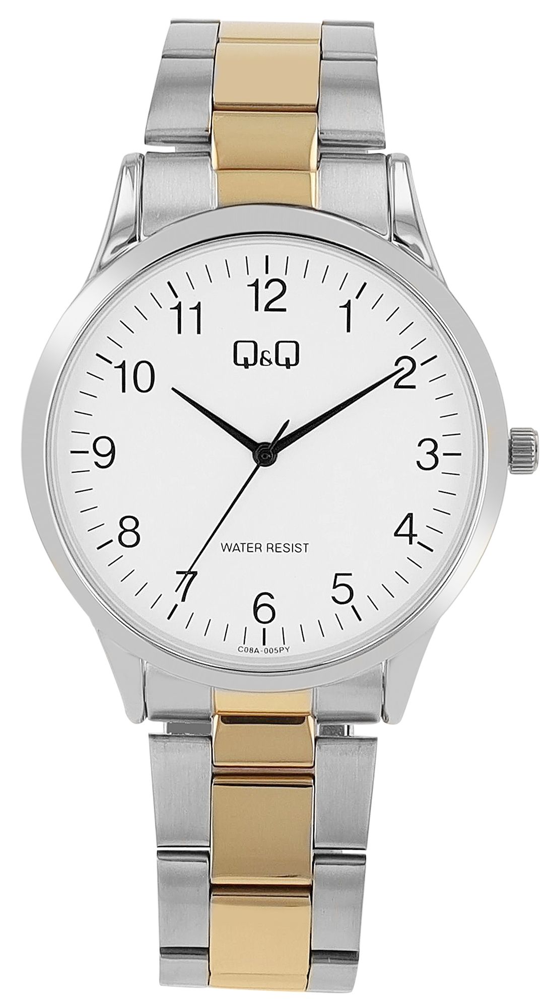 Q&Q Herrenuhr, Gliederarmband, Edelstahl, silberfarben/goldfarben, 3 ATM, Ø 40 mm