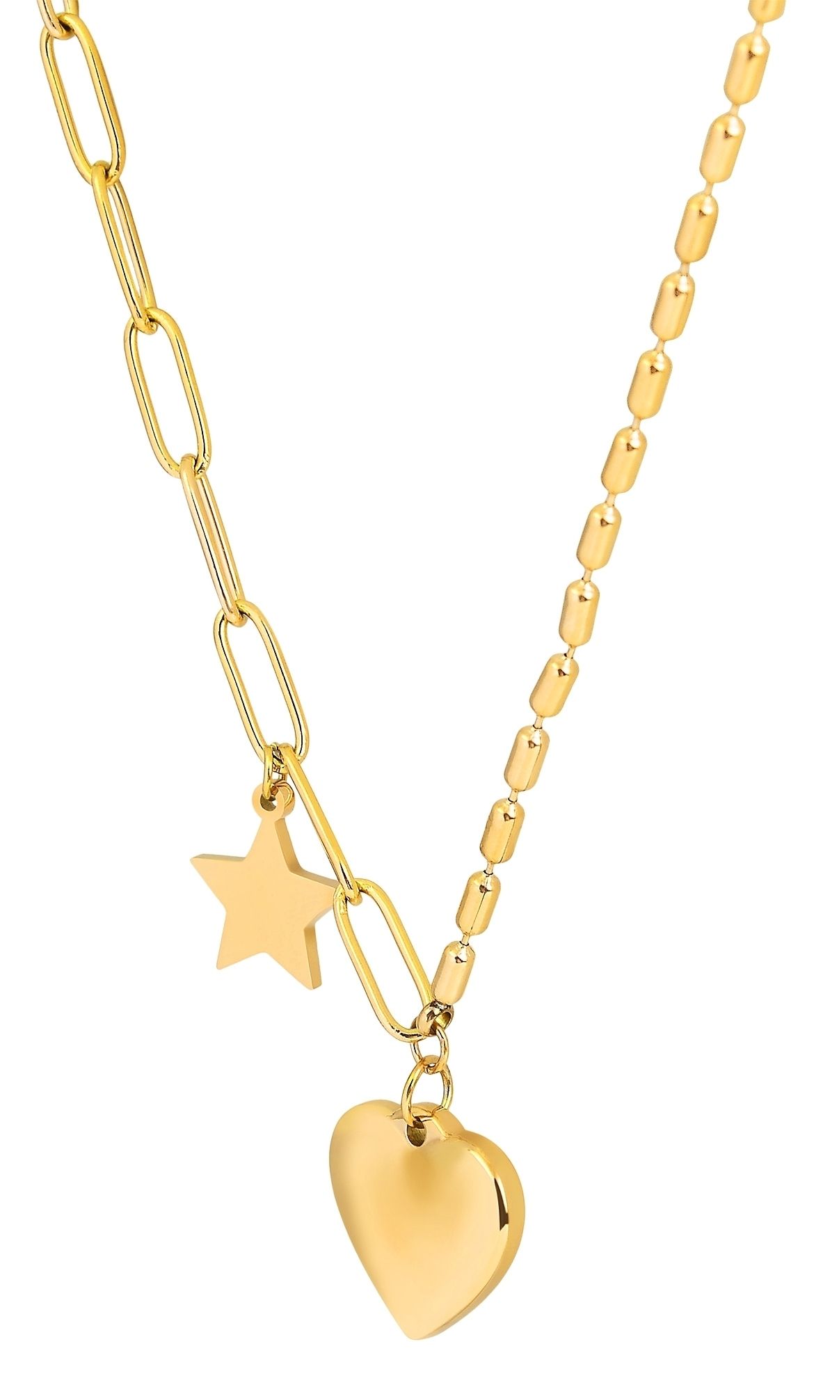 Akzent Damenkette aus Edelstahl mit Anhängern, Länge 43 cm, goldfarbig