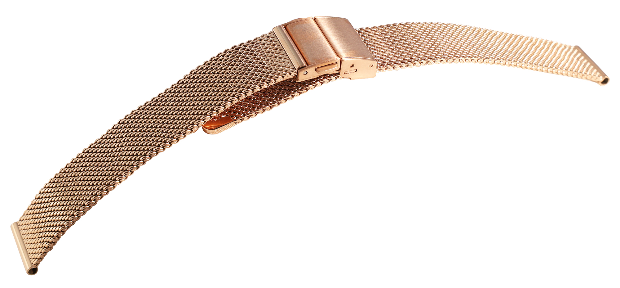 Edelstahl-Milanese (Quick-Release), Faltschließe, roségoldfarben, 16 mm