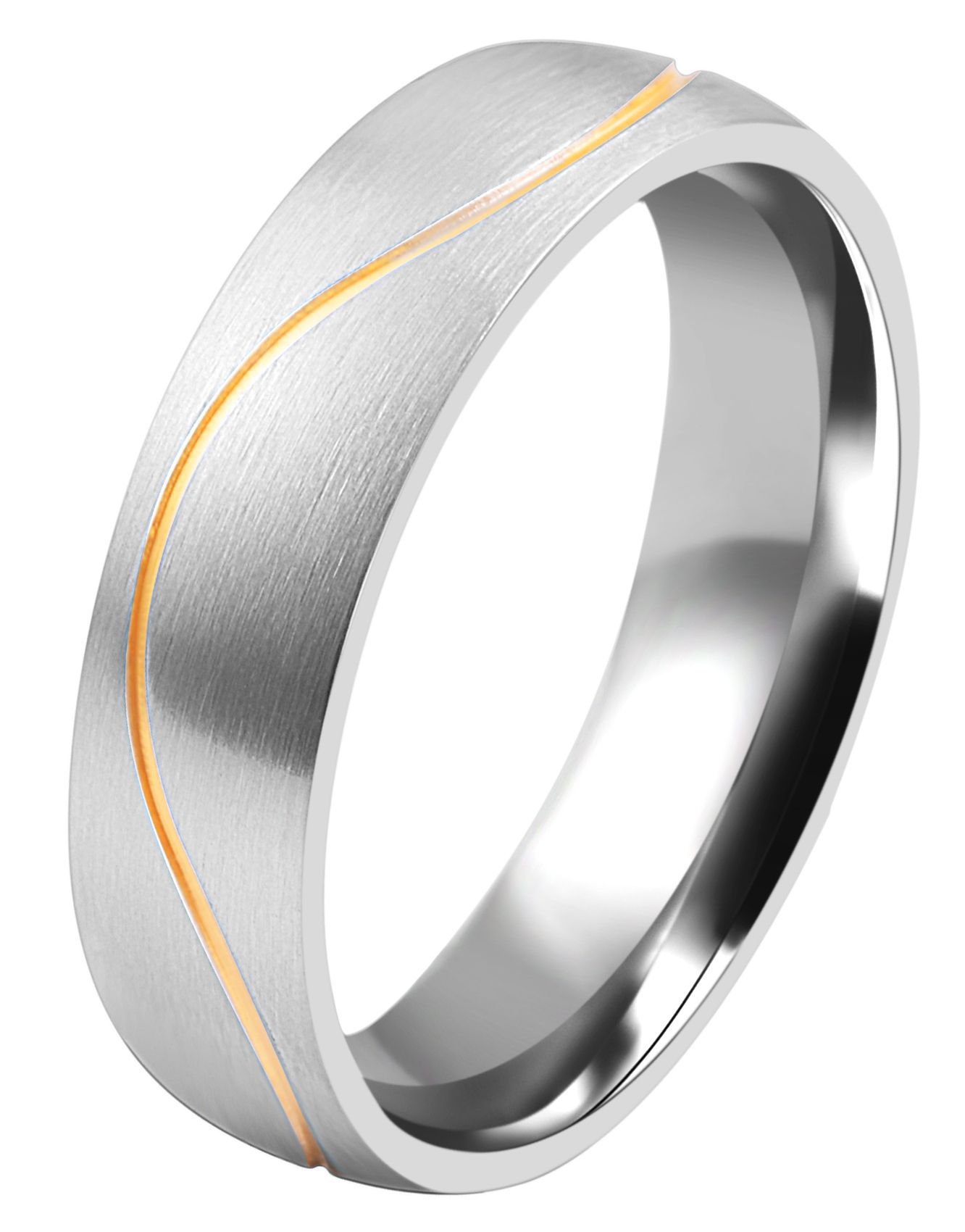 "Exotic Wave" Herren-Partnerring, Akzent.  Edelstahl, bicolor (silberfarben/ goldfarben), Gr 54