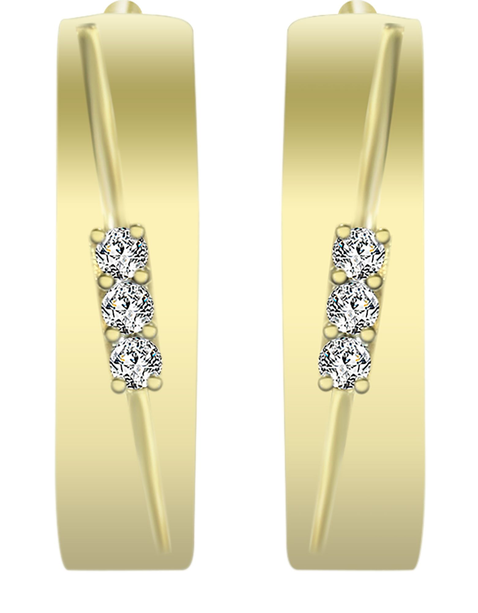 585/- Gold "Altje" Klapp-Creolen, Zirkoniabesatz, 14 Karat, Gelbgold