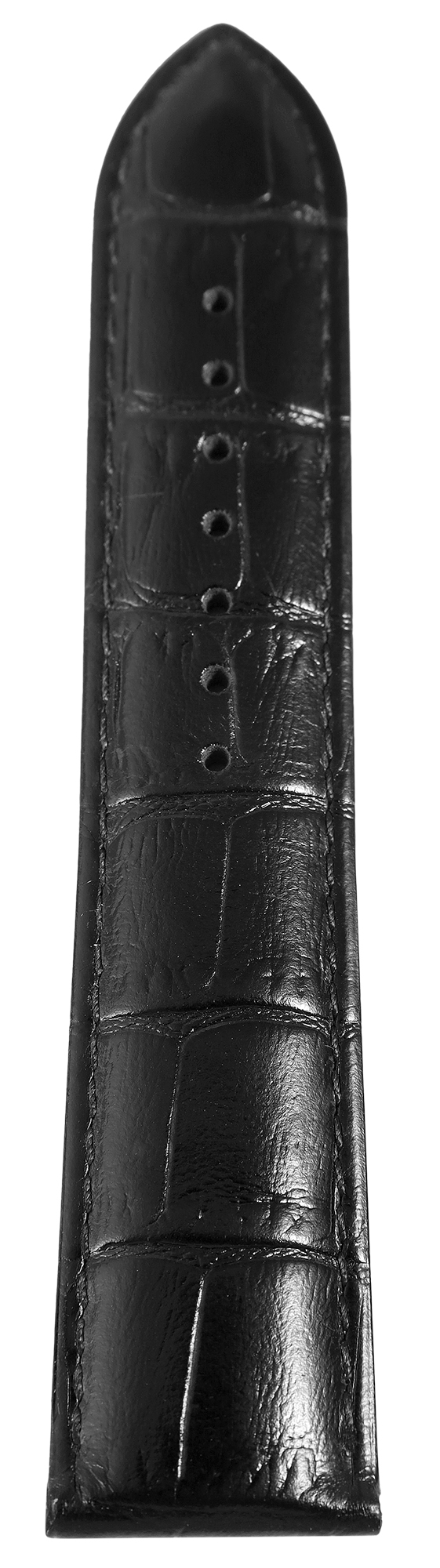 Uhrenarmband aus Echt Leder, Kroko-Optik, schwarz, 22 mm