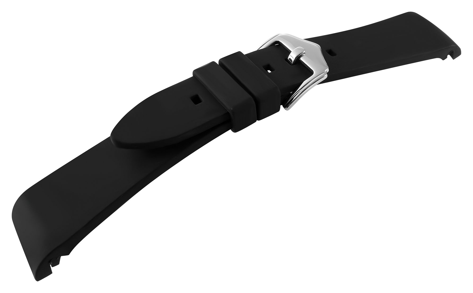 Silikon Uhrenarmband, Dornschließe, schwarz, 18 mm