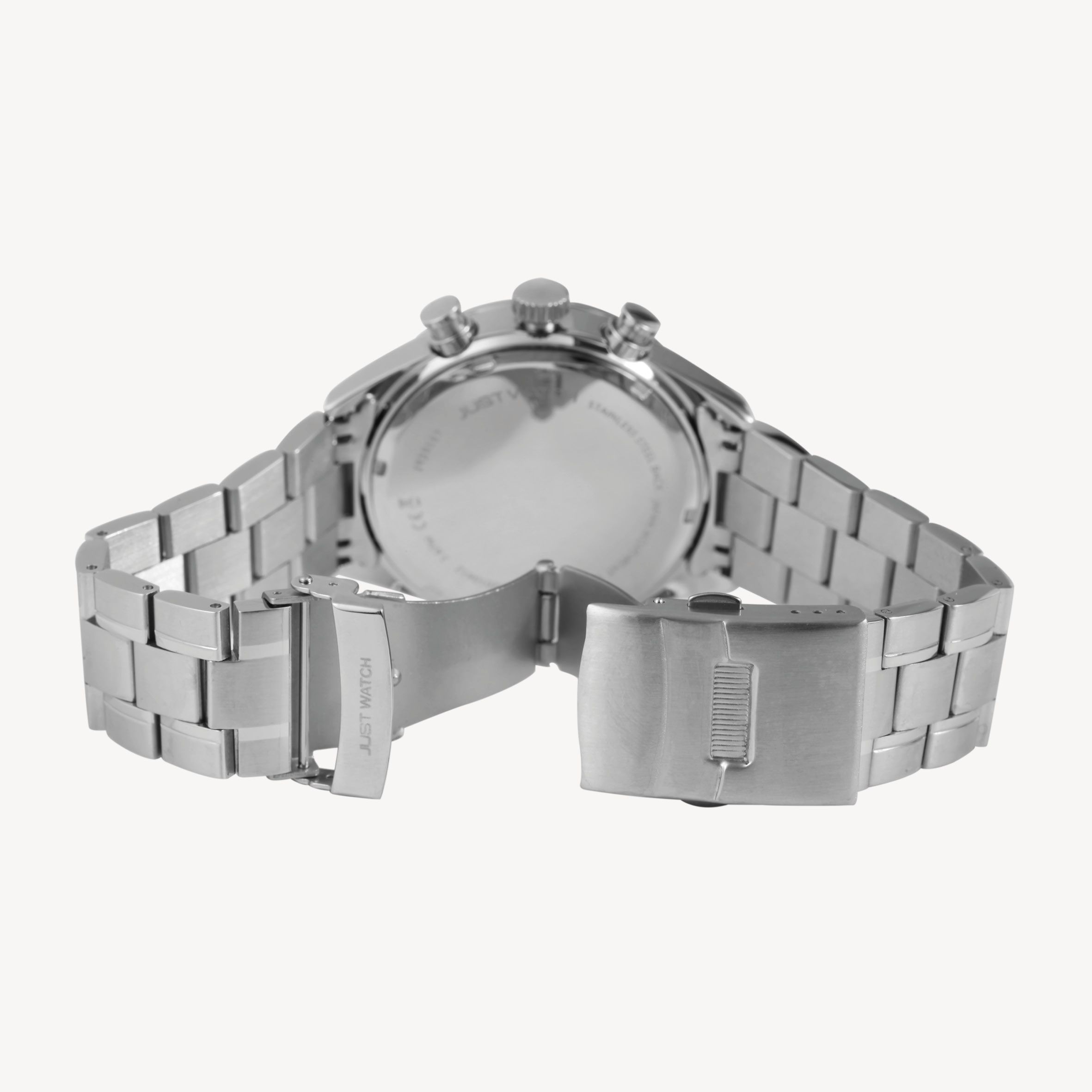 Just Watch Herrenuhr "Valcone" Edelstahlarmband, Datum- und Wochentagsanzeige, silberfarben/blau