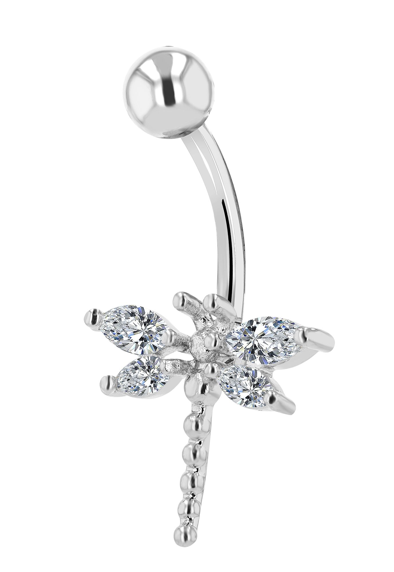 "Thali" 316L Edelstahl-Messing Bauchnabelpiercing, Libelle, Stablstärke 1,6 mm/ Länge 11mm