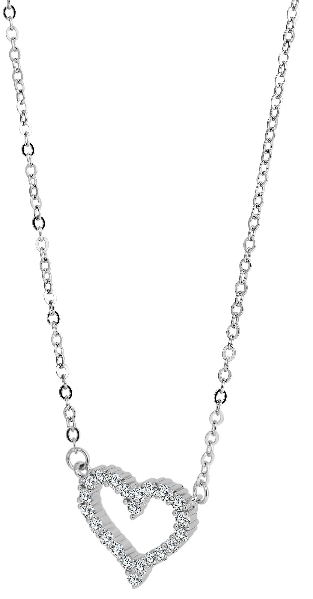 "Natti" 925/- Echt Silber Halskette mit Herzanhänger, Zirkoniabesatz, 925/rhodiniert