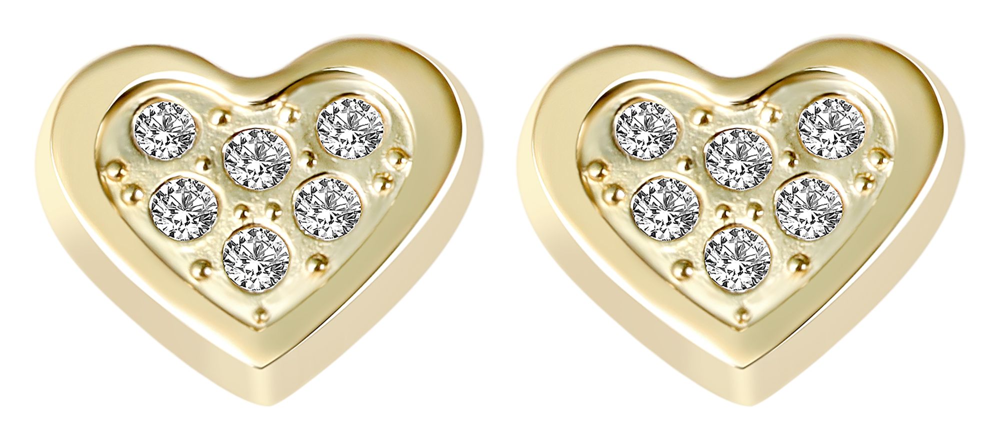 333/- Gold "Hilla" Ohrstecker, Herz mit Zirkonia, Gelbgold, 8 Karat, Kinder