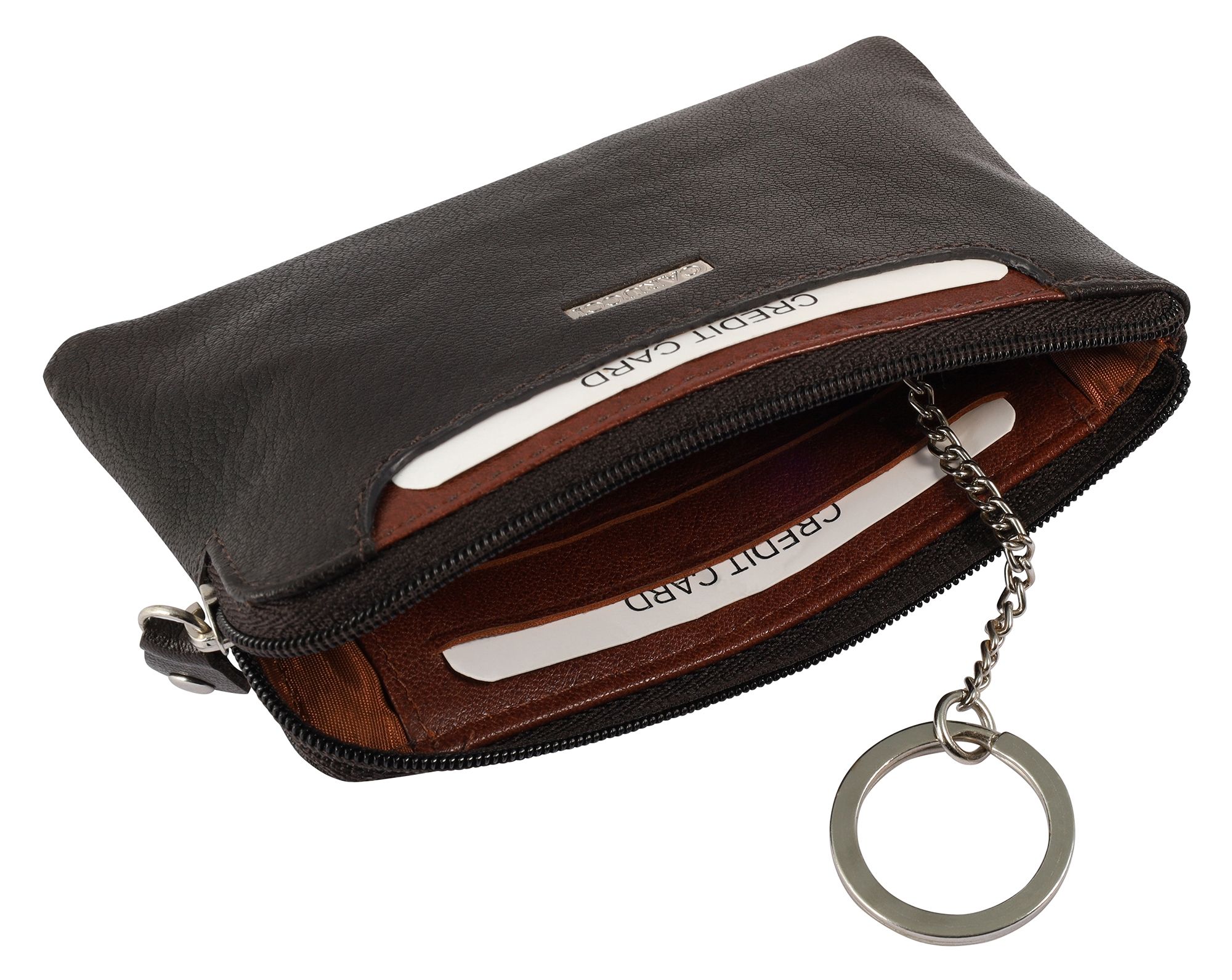 Carucci Echt Leder Schlüsselbeutel, RFID, braun/ tan