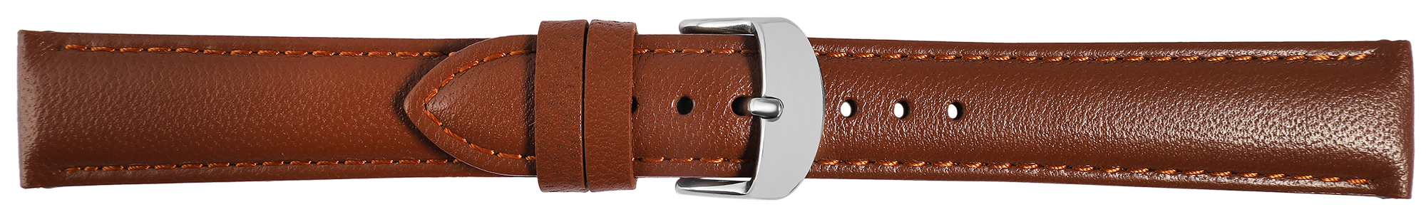 Gr 12 mm Uhrenarmband aus Echtleder in braun, genäht