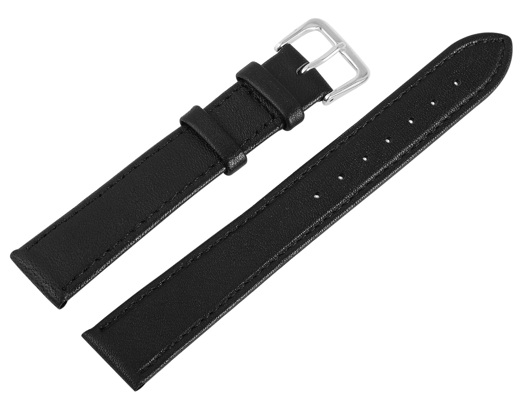 12er Set Echtleder-Uhrenarmband in schwarz, 16 mm