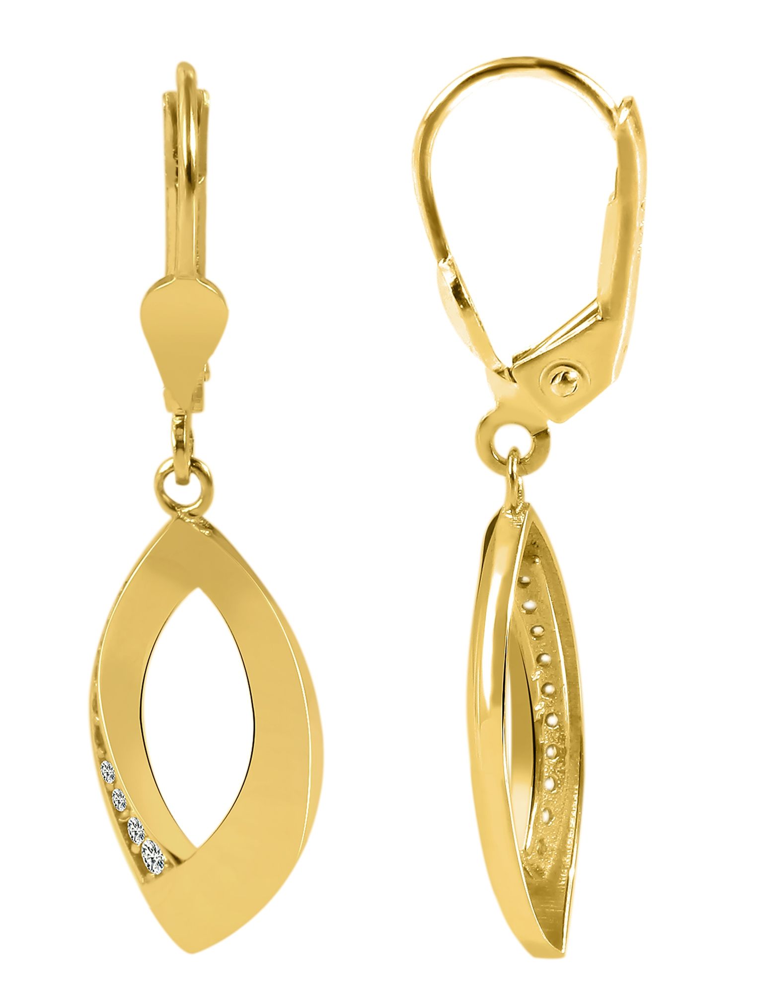 375/- Gold "Nelia" Ohrhänger mit Zirkoniabesatz, 9 Karat, Gelbgold