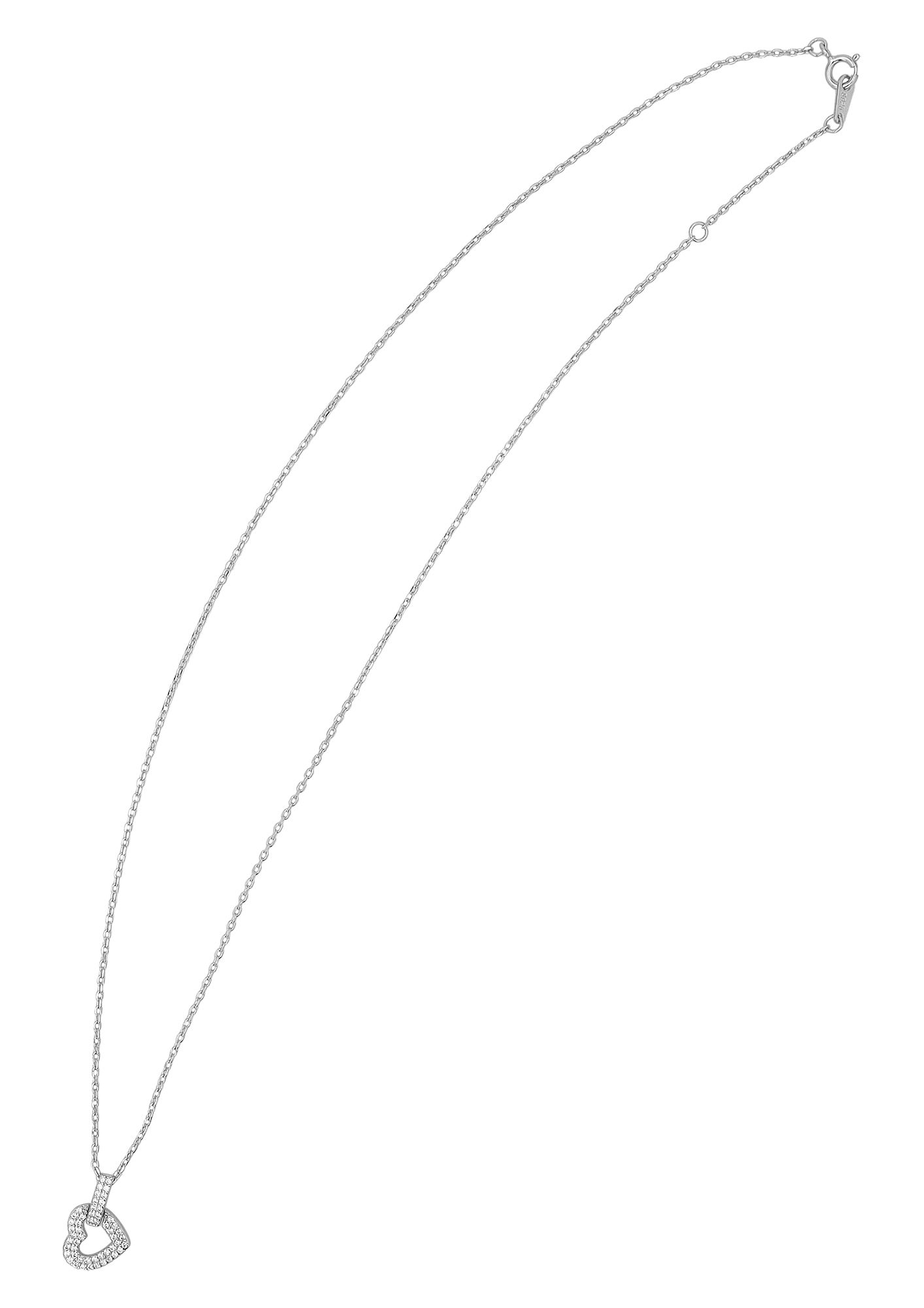 "Tuma", 925/- Echt Silber Kette, Anhänger Herz, Zirkonia, silberfarben, rhodiniert