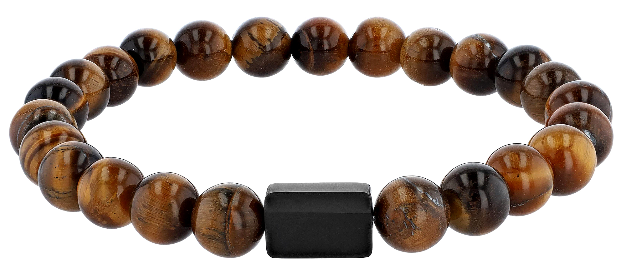 "Jareth" Akzent Kugelarmband, Naturstein (Tigerauge), personalisierbar, schwarz