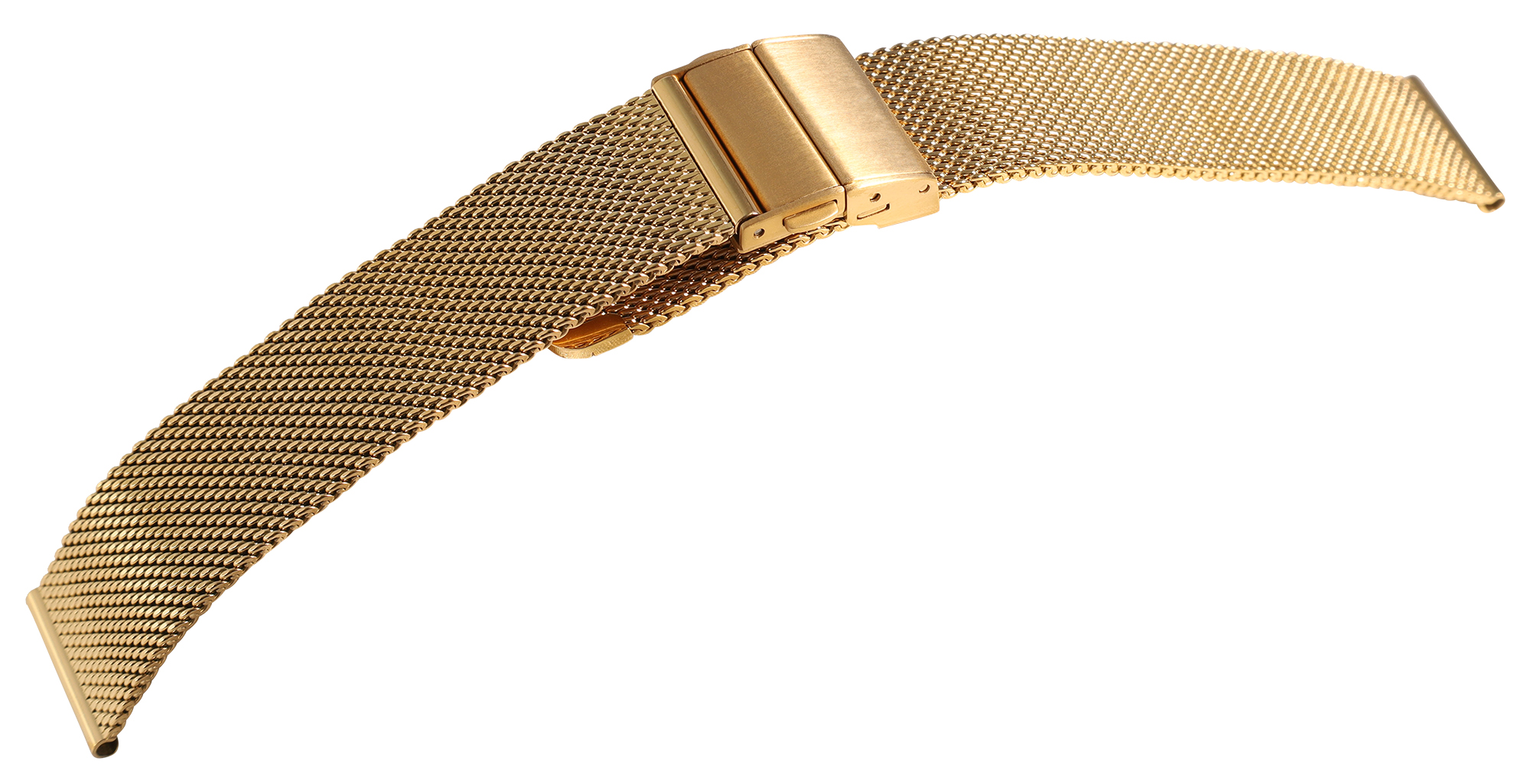 Edelstahl-Milanese (Quick-Release), Faltschließe, goldfarben, 20 mm