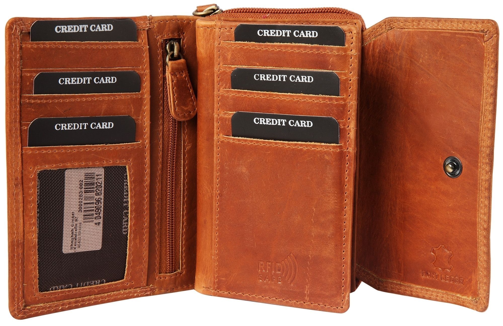 Leonardo Verrelli Damengeldbörse aus Echt Leder in braun, RFID