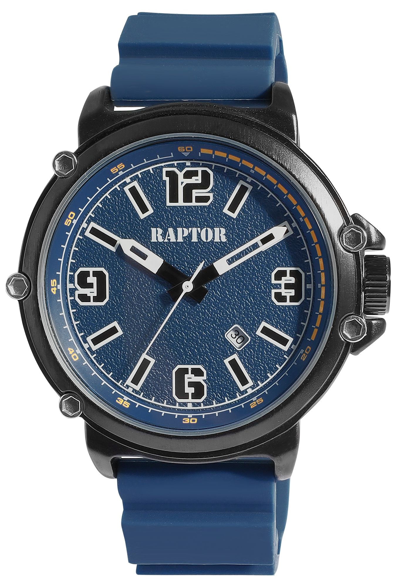 Raptor Herrenuhr "Xander" mit Silikonarmband, Datumsanzeige, 5 ATM, blau