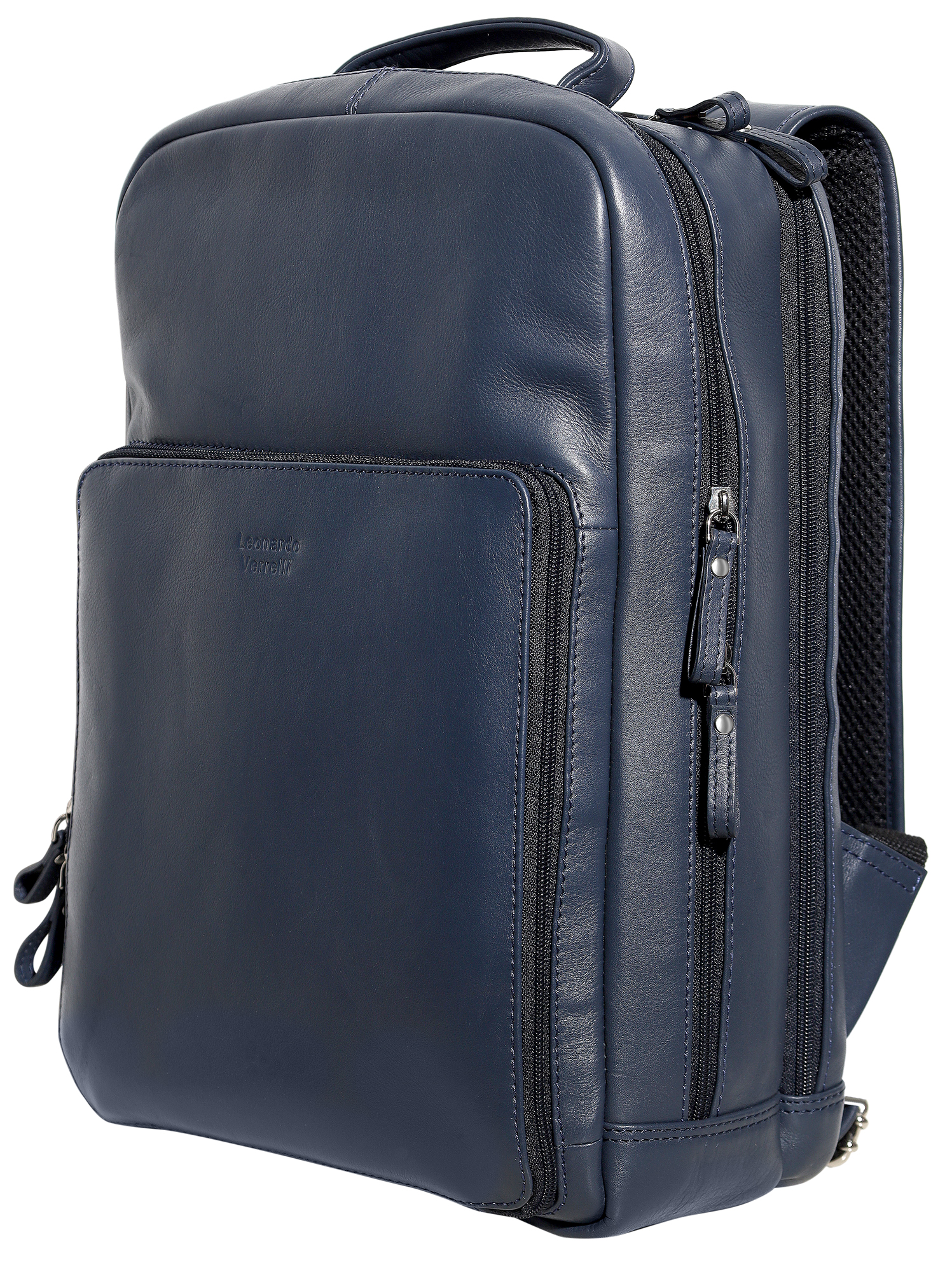 Leonardo Verrelli Echt Leder-Rucksack für Business, Alltag & Reisen, dunkelblau