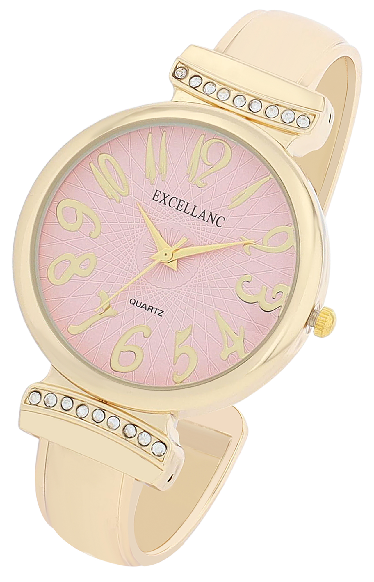 Excellanc Spangenuhr mit Metallarmband, Ø 36 mm, goldfarben/ rosa