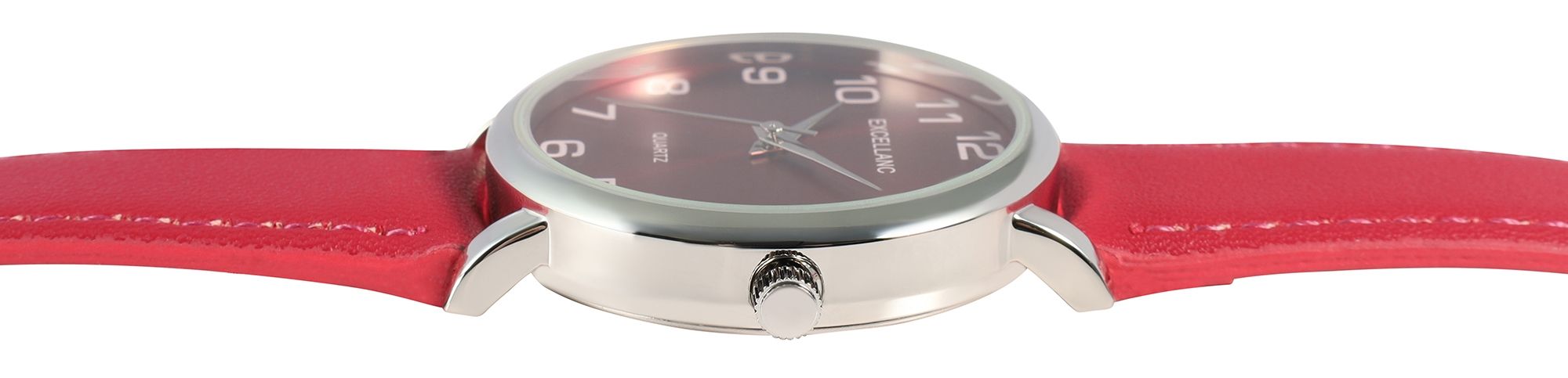 Excellanc Damenuhr mit Lederimitationsarmband, pink/silberfarben