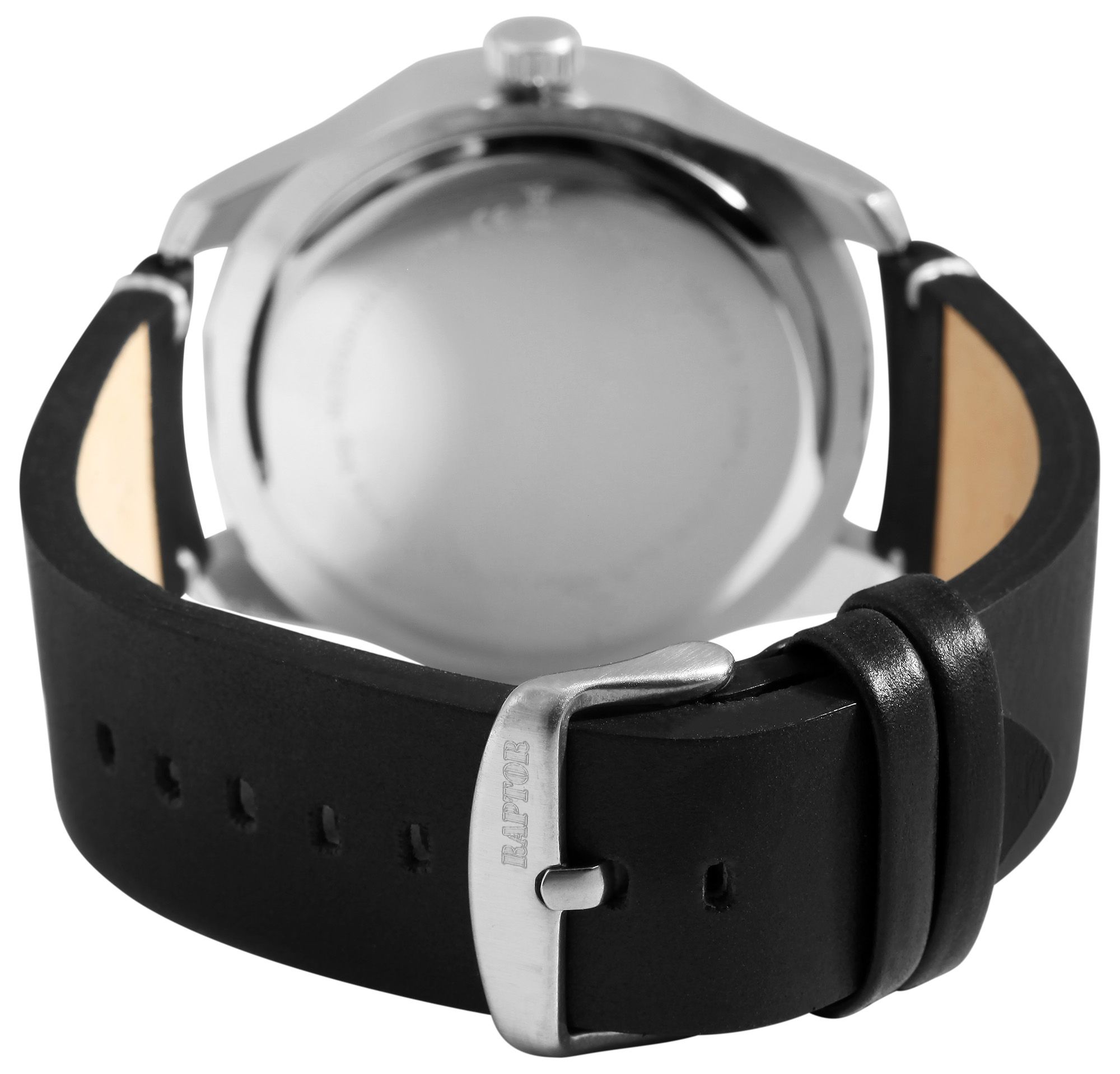 Raptor Herrenuhr "Charley" mit Echtlederarmband, Datumsanzeige, schwarz/blau