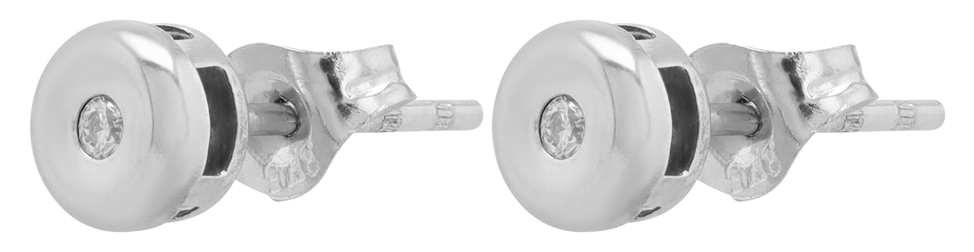 333/- Echt Gold "Vela" Ohrstecker Ø 5 mm, Zirkonia, Weißgold, 8 Karat