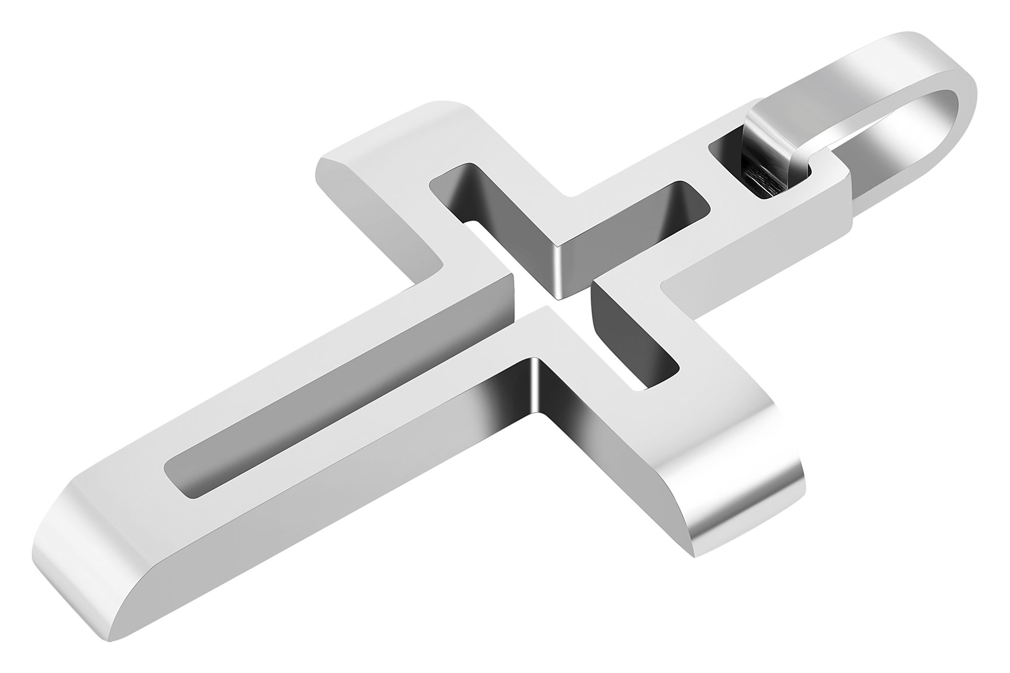 "Serene" Akzent Anhänger, Kreuz mit Öffnung, Edelstahl, silberfarben