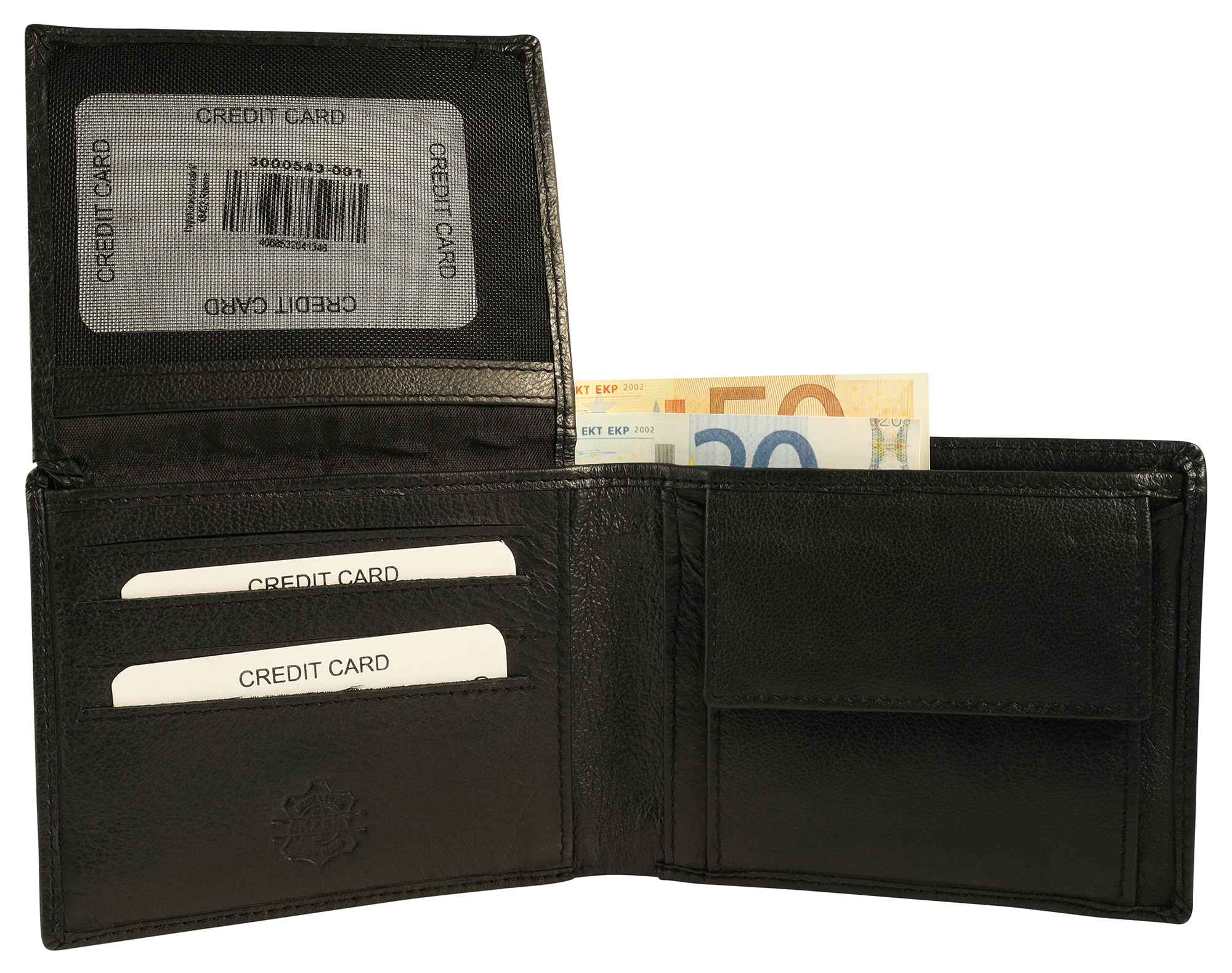 Akzent Echt Leder Geldbörse, schwarz