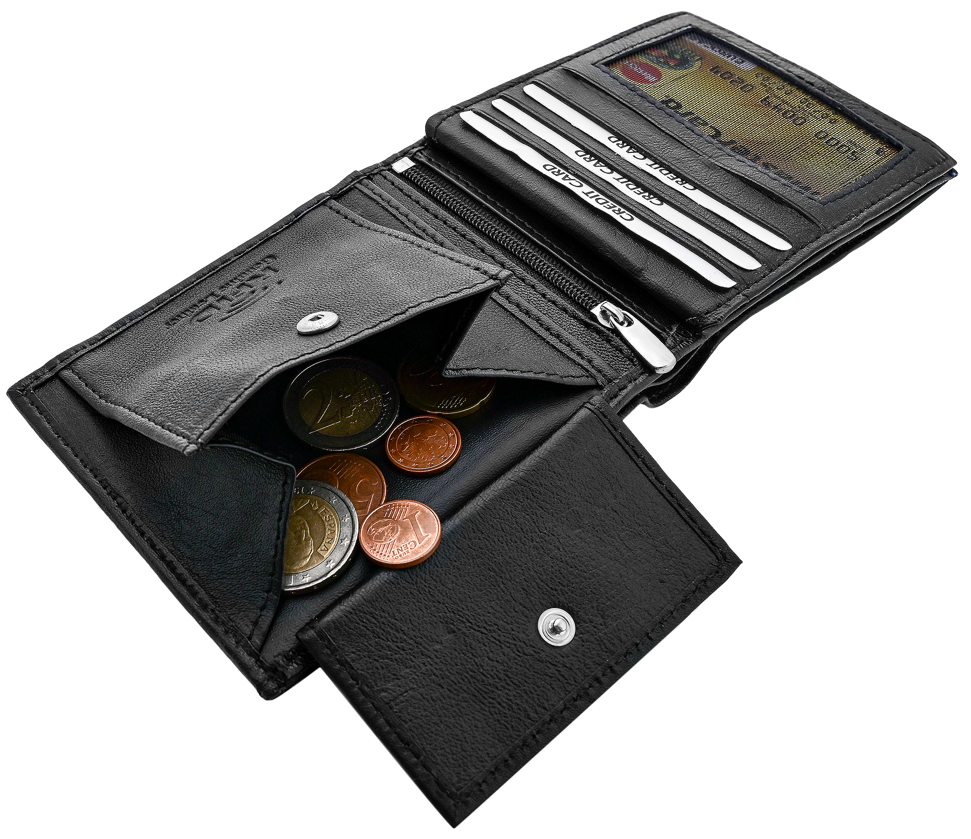 Steinmeister Echtleder Geldbörse, RFID, Querformat, schwarz