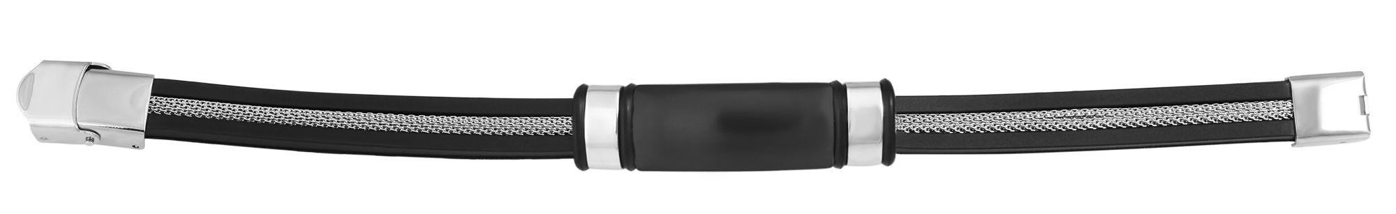 Akzent Silikonarmband mit Gravurplatte aus Edelstahl, schwarz/silberfarben