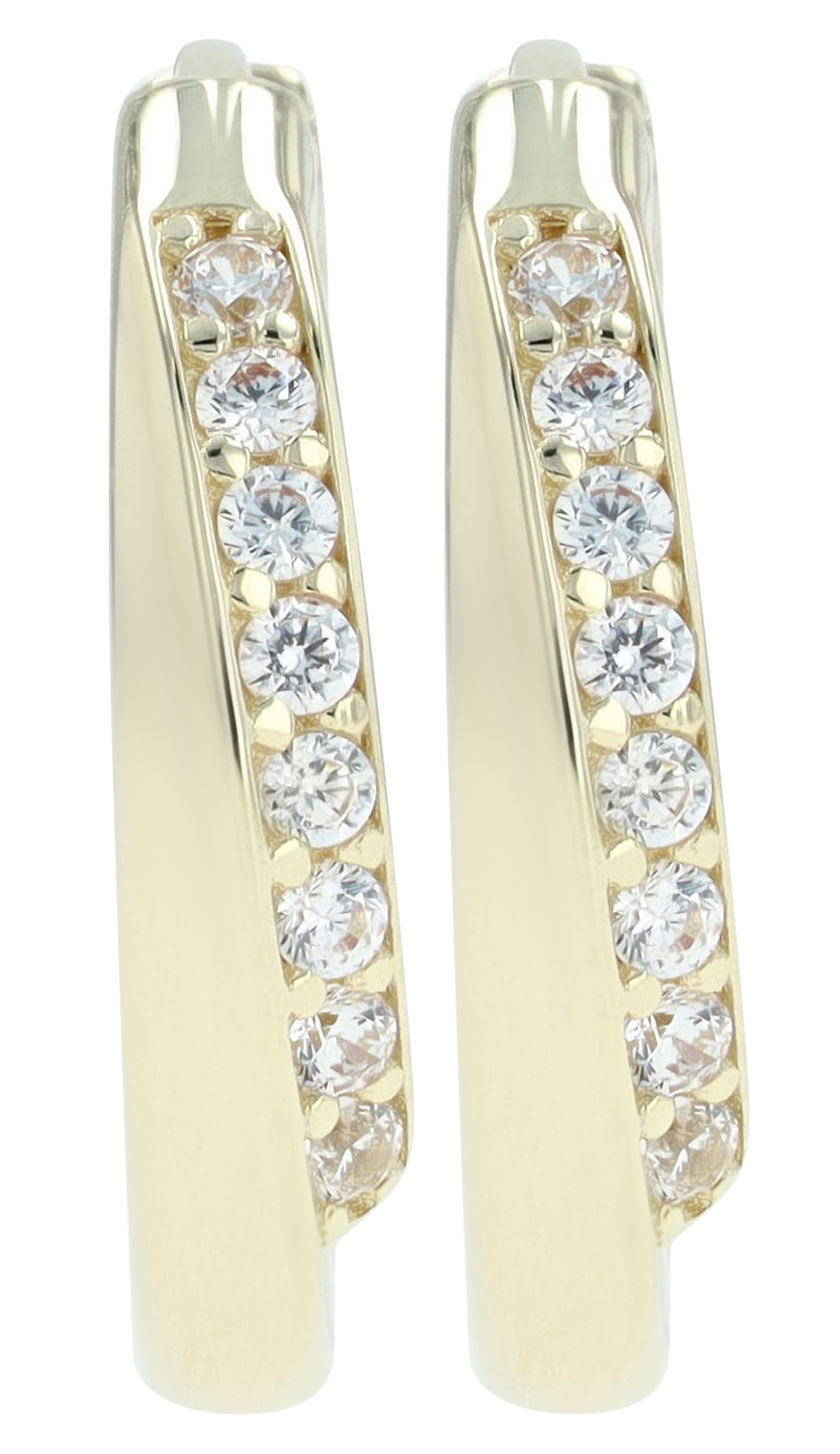 333/- Echt Gold Creolen "Gamila" Ø 12 mm mit Zirkonia, 8 Karat, Gelbgold