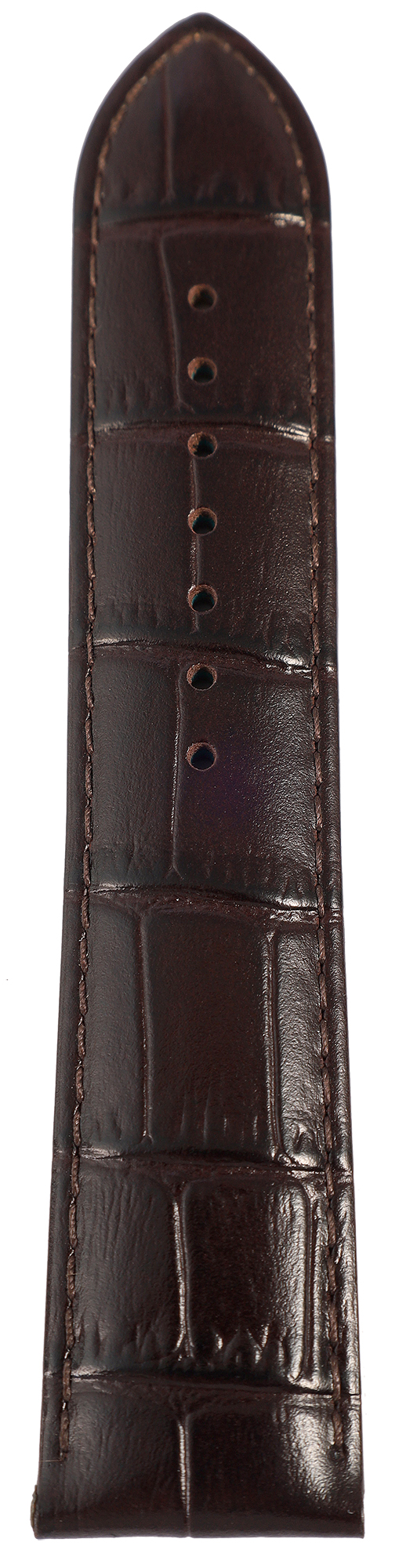 Uhrenarmband aus Echt Leder, Kroko-Optik, dunkelbraun, 22 mm