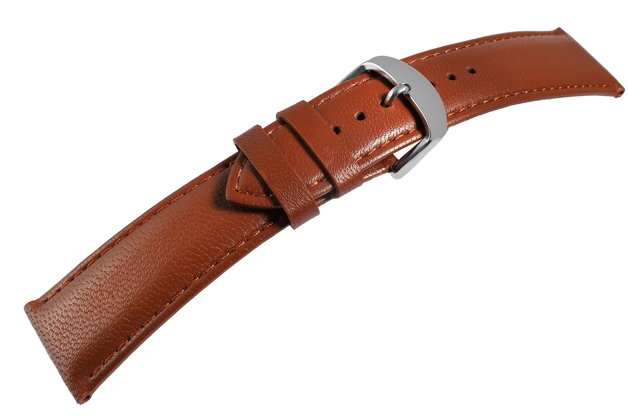 Gr 20 mm Uhrenarmband aus Echtleder in braun, genäht