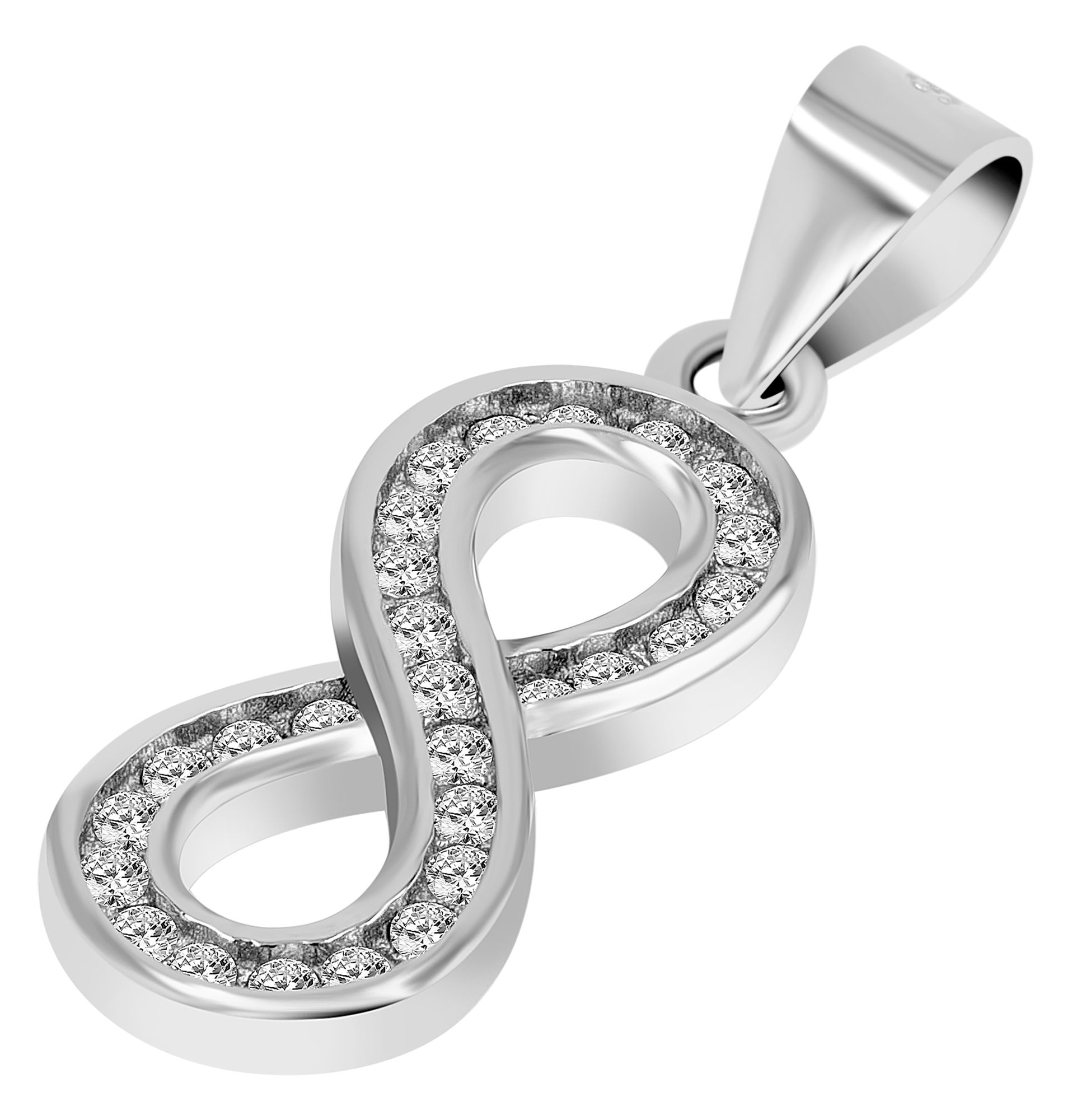 925/- Echt Silber Infinity-Schmuckset "Aysel", Ohrstecker & Anhänger, rhodiniert